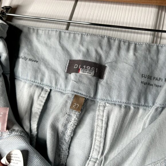 DL1961 Susie Paper Bag High Rise Light Wash Blue Denim Jeans Women's Size 27 - Picture 7 of 16